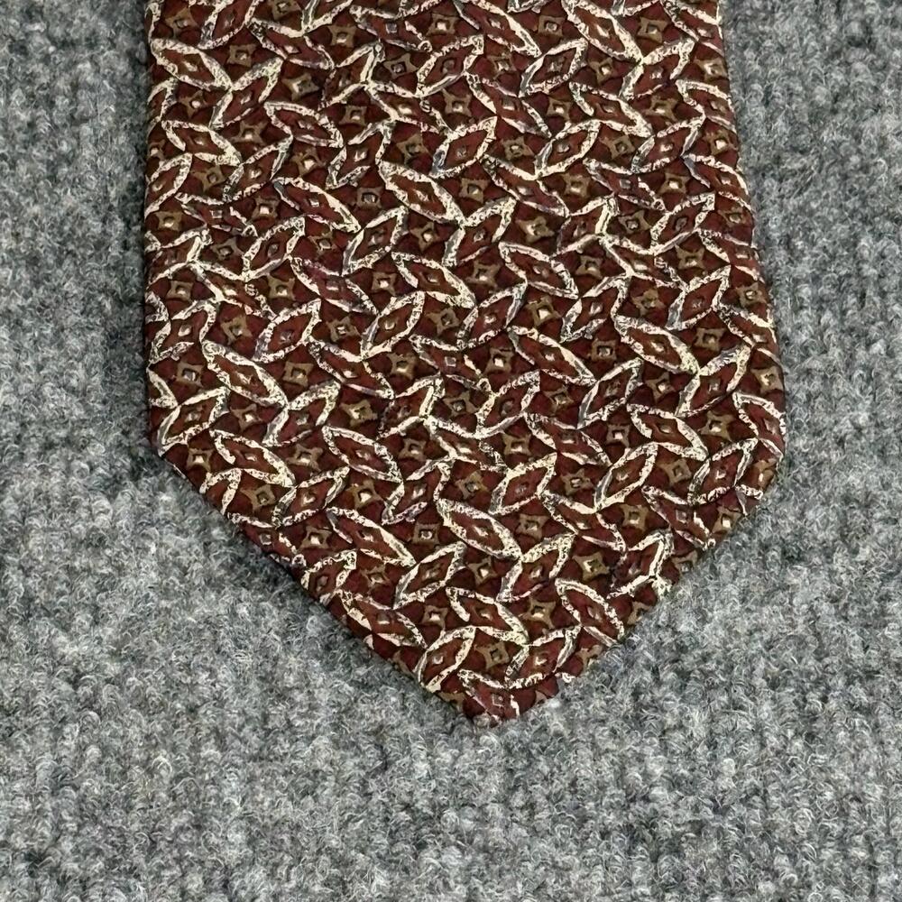 Zylos George Machado Tie Mens One Size Red Italian Silk Geometric Necktie USA